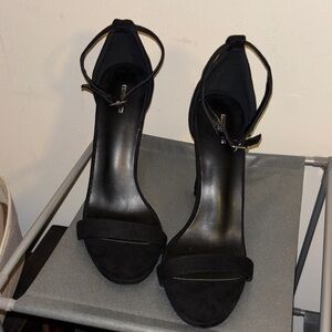 PrettyLittleThing Black Ankle Strap Heels